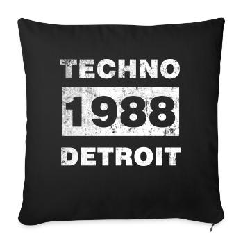 TECHNO MUSIC WHITE - Sofa pillowcase 17,3'' x 17,3'' (45 x 45 cm) - black - Front