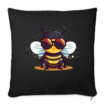 Bee Sunglasses Brummer Honey Bee - Sofa pillowcase 17,3'' x 17,3'' (45 x 45 cm) - black - Front