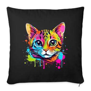 Streetstyle Katze Graffiti Kunst Streetart - Sofakissenbezug 45 x 45 cm - Schwarz - Vorne