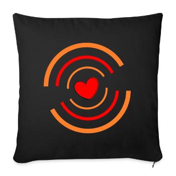 Rouge cœur avec rayures - Housse de coussin décorative 45 x 45 cm - noir - Devant