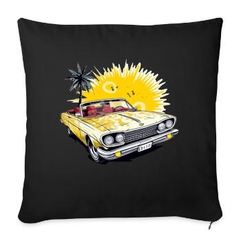 Voiture cabriolet américaine - Housse de coussin décorative 45 x 45 cm - noir - Devant
