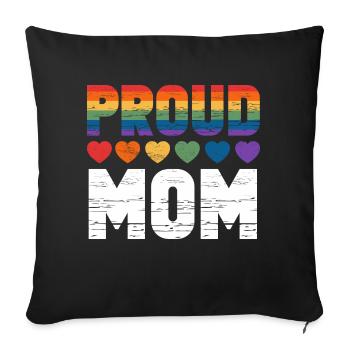 Proud Mom LGBT Rainbow Heart - Sofa pillowcase 17,3'' x 17,3'' (45 x 45 cm) - black - Front