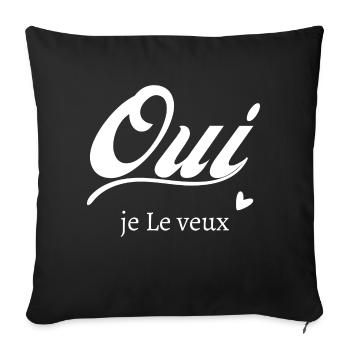 Oui je le veux - Housse de coussin décorative 45 x 45 cm - noir - Devant