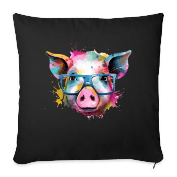 Jim le cochon - Housse de coussin décorative 45 x 45 cm - noir - Devant