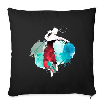 Badminton Badminton Sport Player Vintage coloré - Housse de coussin décorative 45 x 45 cm - noir - Devant