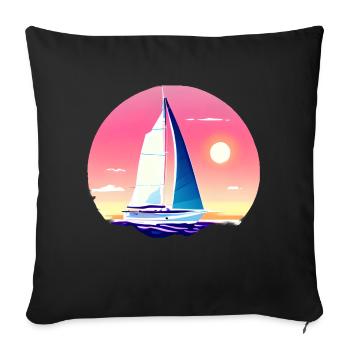 voilier voilier voilier voilier voilier voilier - Housse de coussin décorative 45 x 45 cm - noir - Devant