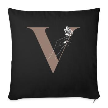 Letter V Magic butterfly - Sofa pillowcase 17,3'' x 17,3'' (45 x 45 cm) - black - Front
