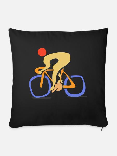 Schneller Rennradfahrer. zeitgenössischer abstrakter Stil Cyclin - Sofakissenbezug 45 x 45 cm - Schwarz