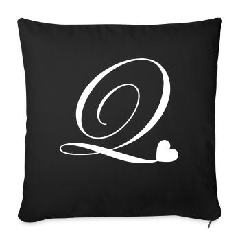 Letter q heart calligraphy - Sofa pillowcase 17,3'' x 17,3'' (45 x 45 cm) - black - Front