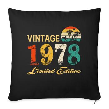 Millésime 1978 Edition Limitée Fabriqué En 1978 Anniversaire - Housse de coussin décorative 45 x 45 cm - noir - Devant