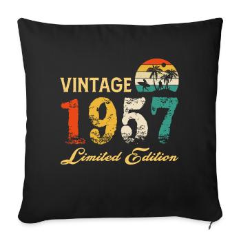 Vintage 1957 Edition Limitée Made In 1957 Anniversaire - Housse de coussin décorative 45 x 45 cm - noir - Devant