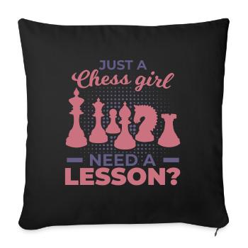 Chess Girl - Sofa pillowcase 17,3'' x 17,3'' (45 x 45 cm) - black - Front