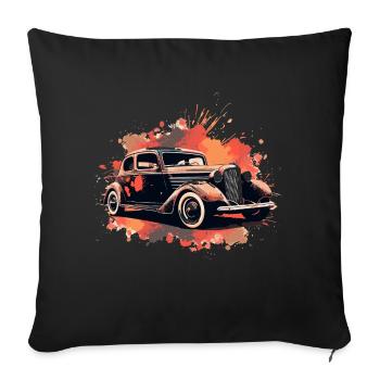 Vintage car - Sofa pillowcase 17,3'' x 17,3'' (45 x 45 cm) - black - Front