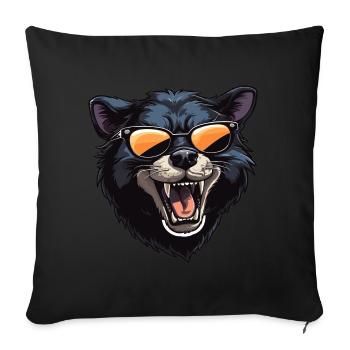 Tasmanischer Teufel mit Sonnenbrille - Sofakissenbezug 45 x 45 cm - Schwarz - Vorne