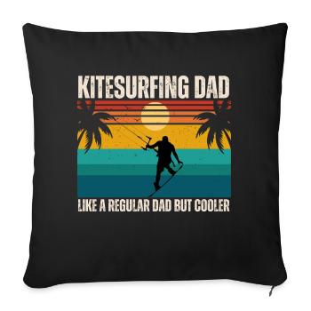 Père kitesurf comme un papa ordinaire mais plus cool - Housse de coussin décorative 45 x 45 cm - noir - Devant