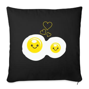 Fried Eggs Love - Sofa pillowcase 17,3'' x 17,3'' (45 x 45 cm) - black - Front