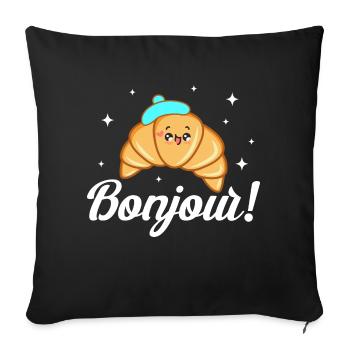 bonjour croissant Design for a croissant lover - Sofa pillowcase 17,3'' x 17,3'' (45 x 45 cm) - black - Front
