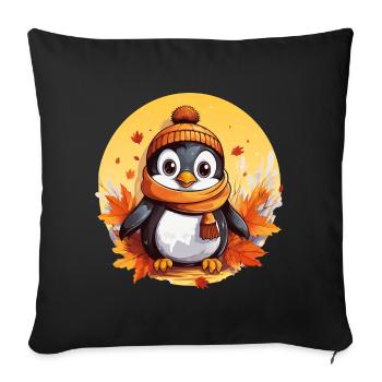 Penguin in Autumn: Foliage & Sunset - Sofa pillowcase 17,3'' x 17,3'' (45 x 45 cm) - black - Front