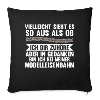 Dampflok Eisenbahner Modelleisenbahn Eisenbahn - Sofakissenbezug 45 x 45 cm - Schwarz - Vorne