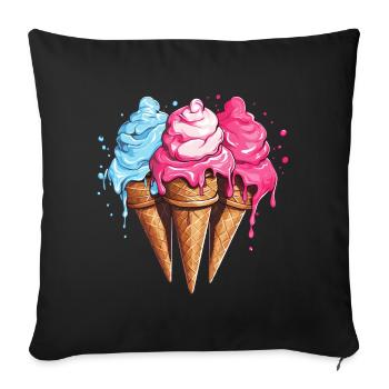 Eiscreme Eis Sommer - Sofakissenbezug 45 x 45 cm - Schwarz - Vorne