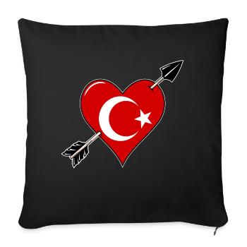 Türkiye drapeau coeur amoureux - Housse de coussin décorative 45 x 45 cm - noir - Devant