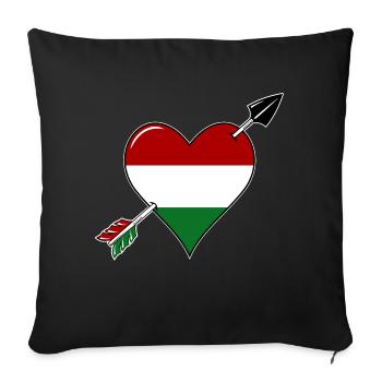 Hongrie drapeau coeur amoureux - Housse de coussin décorative 45 x 45 cm - noir - Devant