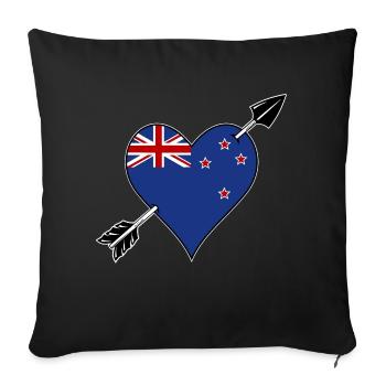Drapeau néo-zélandais coeur amoureux - Housse de coussin décorative 45 x 45 cm - noir - Devant