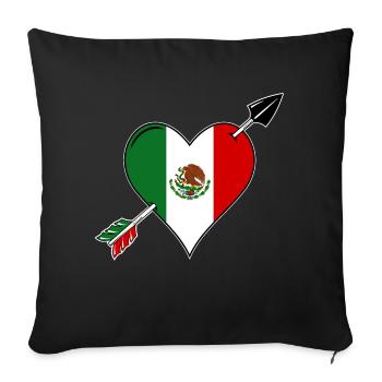 Mexico Flag Heart Love - Sofa pillowcase 17,3'' x 17,3'' (45 x 45 cm) - black - Front