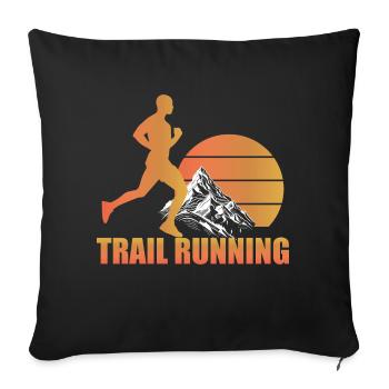 Trail Run Ultra Running Mountain Trekking Running - Sofa pillowcase 17,3'' x 17,3'' (45 x 45 cm) - black - Front
