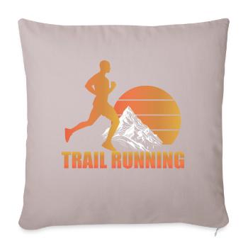 Trail Run Ultra Running Trekking en montagne Course à pied - Housse de coussin décorative 45 x 45 cm - taupe clair - Devant