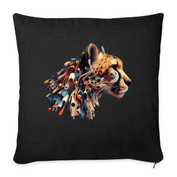 Farbenfroher abstrakter Gepard - Sofakissenbezug 45 x 45 cm - Schwarz - Vorne