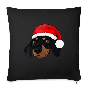 XmasDackel - Sofakissenbezug 45 x 45 cm - Schwarz - Vorne