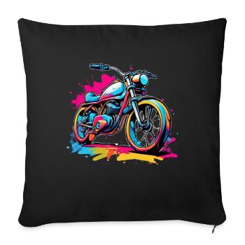 moto vintage style retro - graffiti - Housse de coussin décorative 45 x 45 cm - noir - Devant