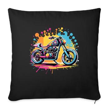 moto vintage style retro - graffiti - Housse de coussin décorative 45 x 45 cm - noir - Devant