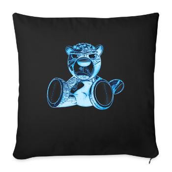 Creepy Teddy Blue - Sofa pillowcase 17,3'' x 17,3'' (45 x 45 cm) - black - Front