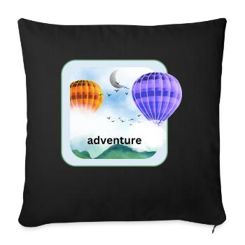 Heißluftballon mit Wolken Abenteuer Urlaubsmotiv - Sofakissenbezug 45 x 45 cm - Schwarz - Vorne