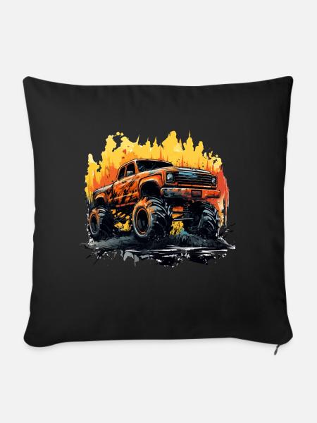 Monstertruck Auto Monster Truck Motiv - Sofakissenbezug 45 x 45 cm - Schwarz
