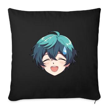 Nervous Anime Face Emoji - Anime Shirt - Sofa pillowcase 17,3'' x 17,3'' (45 x 45 cm) - black - Front