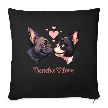 Frenchie Love - Französische Bulldogge Liebhaber - Sofakissenbezug 45 x 45 cm - Schwarz - Vorne