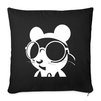 Lustige Hausratte mit Sonnenbrille Fancy Rats - Sofakissenbezug 45 x 45 cm - Schwarz - Vorne