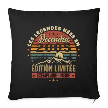 Cadeau Anniversaire Décembre 2005 - Decembre 2005 - Housse de coussin décorative 45 x 45 cm - noir - Devant