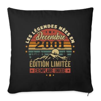 Cadeau Anniversaire Décembre 2001 - Decembre 2001 - Housse de coussin décorative 45 x 45 cm - noir - Devant