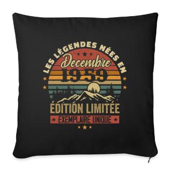 Cadeau Anniversaire Décembre 1959 - Decembre 1959 - Housse de coussin décorative 45 x 45 cm - noir - Devant