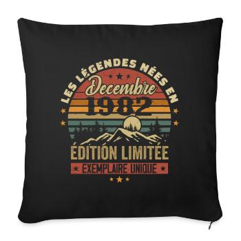 Cadeau Anniversaire Décembre 1982 - Decembre 1982 - Housse de coussin décorative 45 x 45 cm - noir - Devant