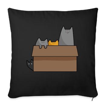 Cute Cats inside box, Love Cats - Sofa pillowcase 17,3'' x 17,3'' (45 x 45 cm) - black - Front