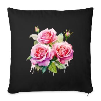 Roses Rose Blossom Fleurs Rose Rose Motif Floral - Housse de coussin décorative 45 x 45 cm - noir - Devant
