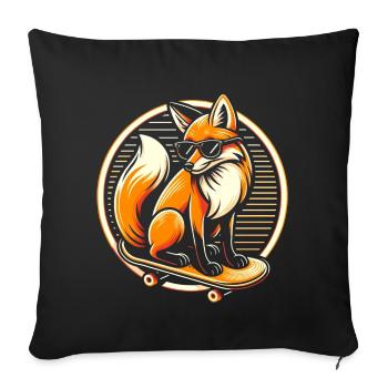 Planche à roulettes Fox - Housse de coussin décorative 45 x 45 cm - noir - Devant