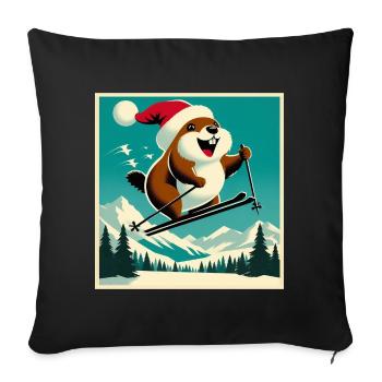 Marmot Ski Vintage Poster - Sofa pillowcase 17,3'' x 17,3'' (45 x 45 cm) - black - Front