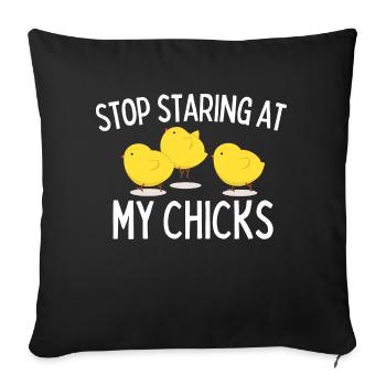 Stop Staring At My Chicks Farmer Boy - Sofa pillowcase 17,3'' x 17,3'' (45 x 45 cm) - black - Front