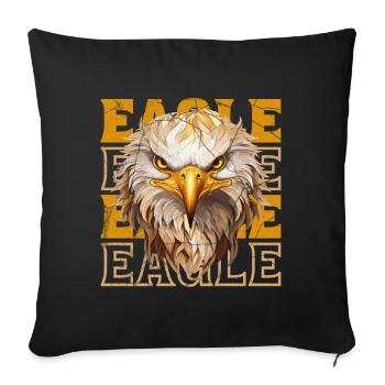 eagle, eagle head, bird of prey, bird of prey, animal, nature - Sofa pillowcase 17,3'' x 17,3'' (45 x 45 cm) - black - Front